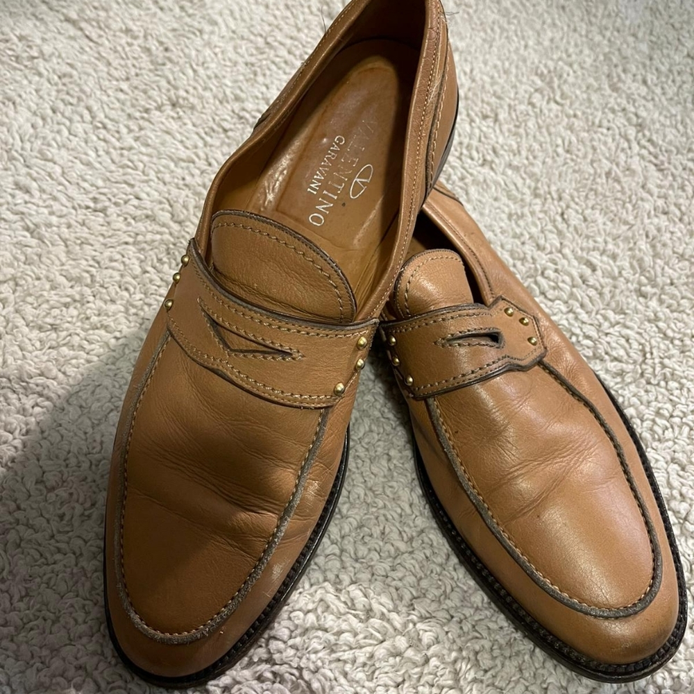 VALENTINO GARAVANI Men Brown Leather Penny Loafer Sz 11.5US/44.5 EU Rtl $1,200